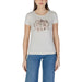 White Liu Jo Women’s T-Shirt featuring a brown abstract logo design on the front