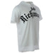 White T shirt featuring bold Gothic lettering for a stylish modern look