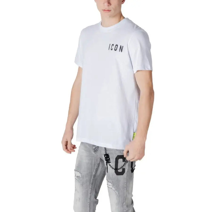 White t-shirt featuring ICON text for Icon Men White Short Cotton Underwear