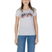 White Liu Jo t-shirt with logo and floral design, round neck cotton for women