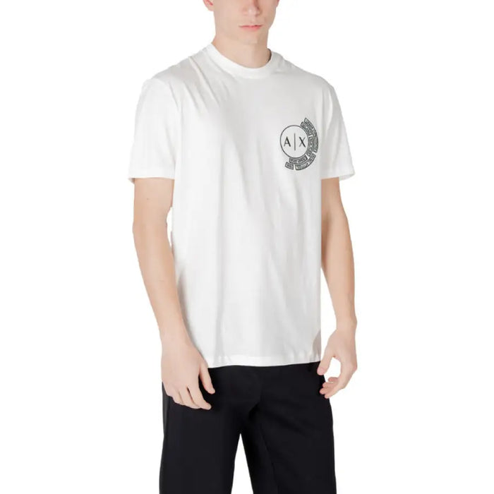 White men’s T-shirt with logo front view for casual wear and branding