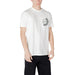 White men’s T-shirt with logo front view for casual wear and branding