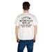 White crew neck T shirt featuring a motorcycle graphic for casual style