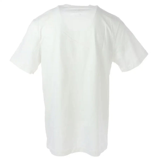 White Nike Just Do It T-shirt displayed on a clothing rack in a retail store