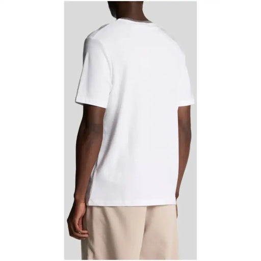 White T shirt with Gray Trim worn by a person, showcasing casual fashion style