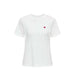 White Jacqueline De Yong Women T-Shirt with small red heart embroidery on chest