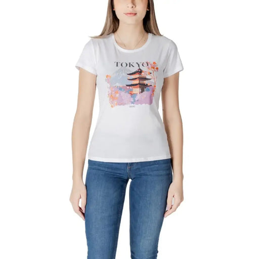 White T shirt featuring a Tokyo graphic design for casual fashion style