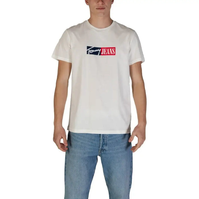 White Tommy Jeans t-shirt displayed with Tommy Hilfiger Men’s Red Printed Cotton Underwear