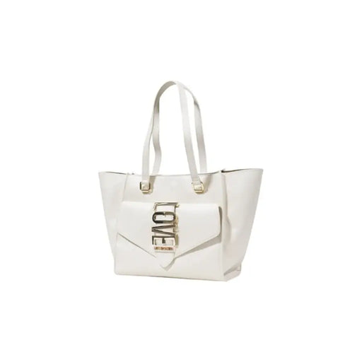 White tote bag featuring a love detail for stylish everyday carry
