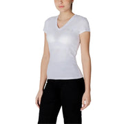 White V-neck short-sleeve fitted cotton T shirt from Armani Exchange Women collection