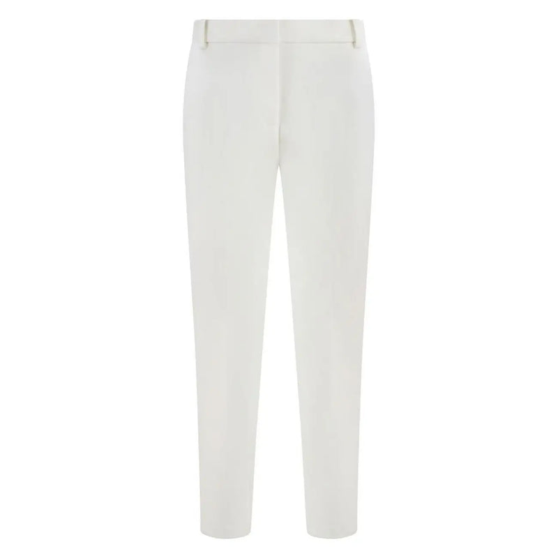 White Pinko viscose blend trousers with straight-leg cut and subtle creasing