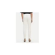 White Pinko viscose blend trousers for women, tailored high-waist straight-leg cut