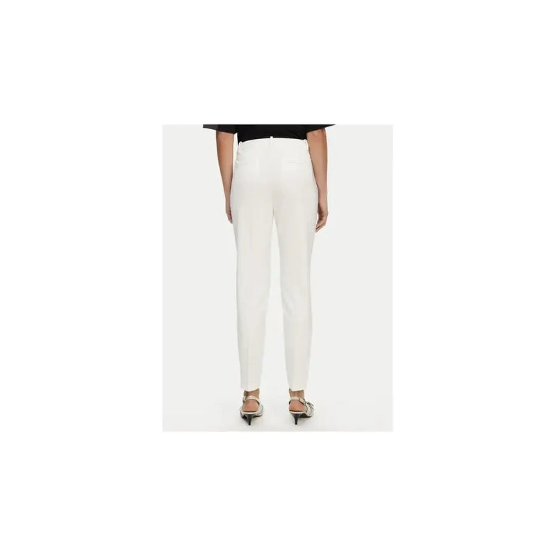 White Pinko viscose blend trousers for women, tailored high-waist straight-leg cut