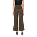 Wide-leg olive green cropped trousers with pressed pleats from Ichi Women Trousers