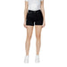 Woman wearing stylish Women’s Black Denim Shorts suitable for casual wear
