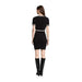 Woman wearing Morgan De Toi Black Short Dress with Front Pockets in black and white