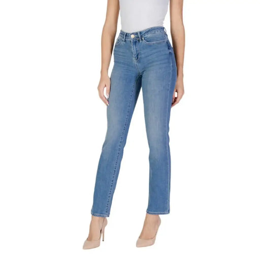 Woman wearing light blue denim jeans showcasing Women’s Light Blue Denim Jeans