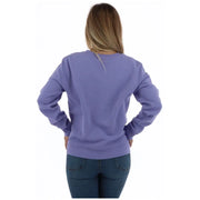 Woman wearing Lavender Armani Jeans Sweatshirt in purple with jeans