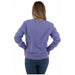 Woman wearing Lavender Armani Jeans Sweatshirt in purple with jeans