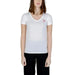 Guess Guess Women T-Shirt - woman in white shirt with red triangle logo