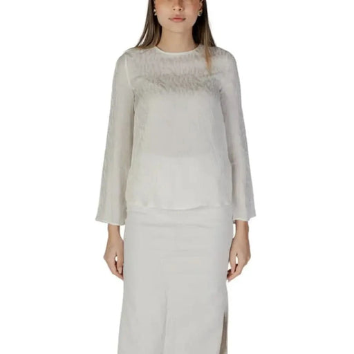 Armani Exchange Women’s Beige Blouse and Skirt Set Spring Summer Collection