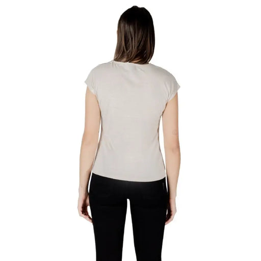 Women Beige V Neck T Shirt featuring a beige color and comfortable fit
