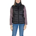 Woman’s black puffer vest with textured sleeves in B.young nylon turtleneck gilet