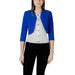 Woman wearing a blue bolero jacket from Morgan De Toi Women’s Black Cardigan collection