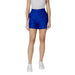 Woman wearing blue lace shorts from Women’s Black High Waisted Mini Skirt collection