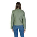 BYoung Women’s Green Long Jacket with Zip paired with blue jeans for a stylish look