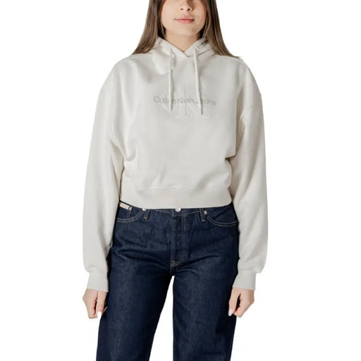 Woman wearing hooded sweatshirt and jeans in the Women Hooded Sweatshirt and Jeans product image