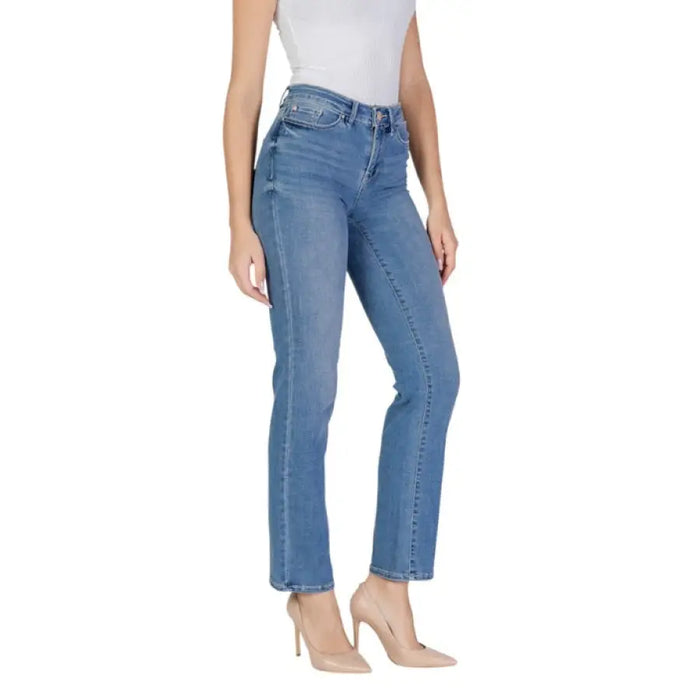 Woman’s light blue denim jeans displayed in a product photograph for Women’s Light Blue Denim Jeans