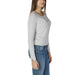 Light gray Liu Jo women’s cardigan with a long round neck displayed elegantly