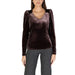 Woman’s long-sleeved velvet top in B.young Brown V-Neck Knit Sweater display