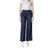 Woman’s navy blue wide-leg pants displayed alongside Red Wide Leg Pants product