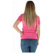 Woman wearing a Pink T Shirt with Nice Design and blue jeans, stylish casual wear