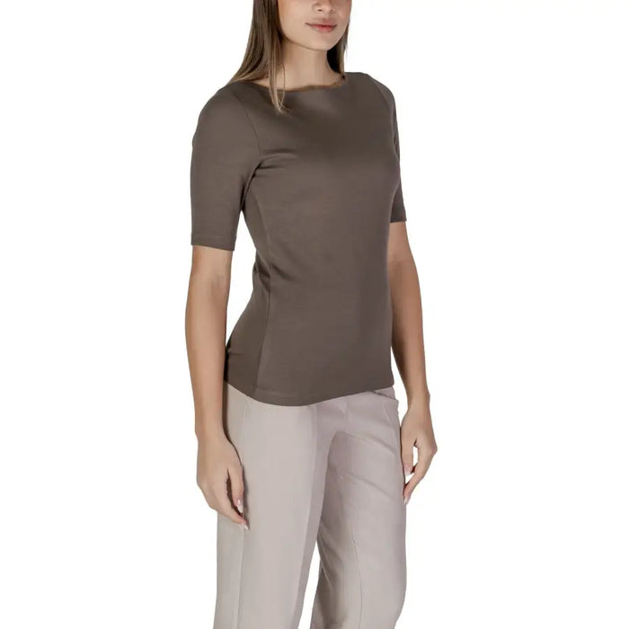 Street One Women Brown Round Neck Slip On T Shirt