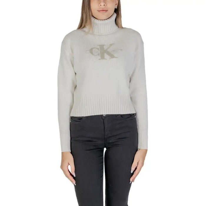 Light gray women’s turtleneck sweater displayed in the Women Light Gray Turtleneck Sweater product image
