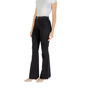 Liu Jo Women Black Fall Winter Trousers featuring flared design and silver buckle detail
