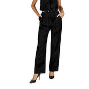 Women’s black floral print wide-leg trousers from Desigual for fall and winter fashion
