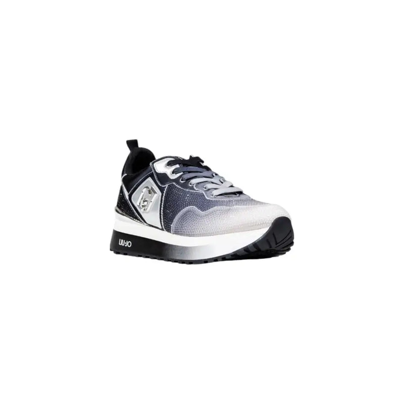 Women’s black and silver glitter gradient slip-on sneakers from Liu Jo with rhinestones
