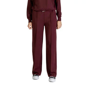 Women’s Bordeaux polyester elastane wide-leg trousers with pleats