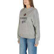 Women’s grey long-sleeved organic cotton sweatshirt with tommy girl and red star graphic