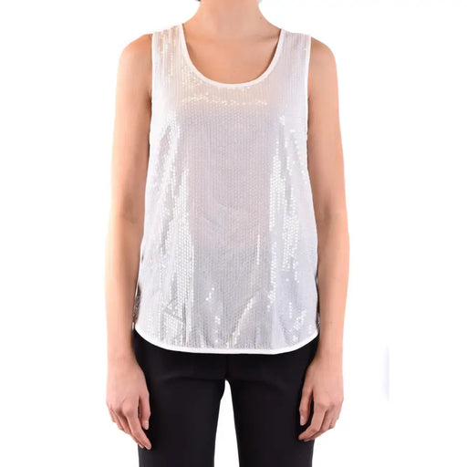 Women’s white sequined sleeveless tank top from Classic Tank Top collection