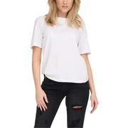 Women’s white t-shirt by Only with a relaxed fit, short sleeves, and round neckline in soft cotton material