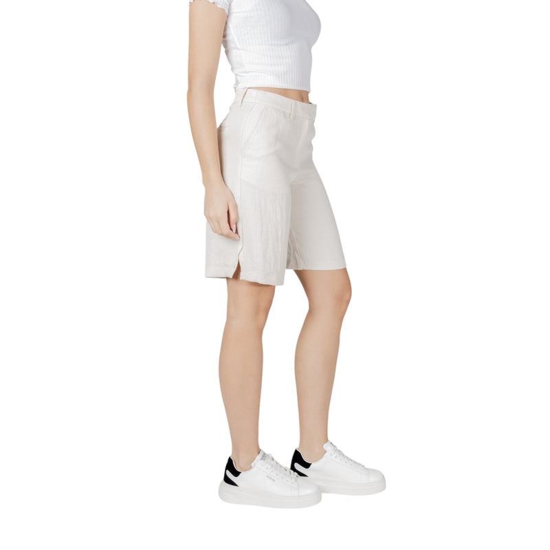 Shorts en viscose beige mélangée avec poches avant