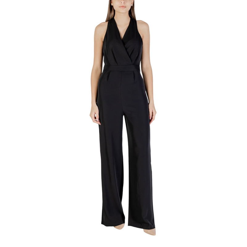Black Sleeveless Wide Leg Halter Jumpsuit