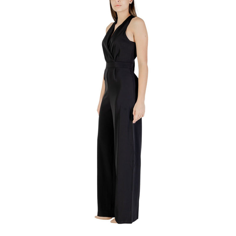 Black Sleeveless Wide Leg Halter Jumpsuit