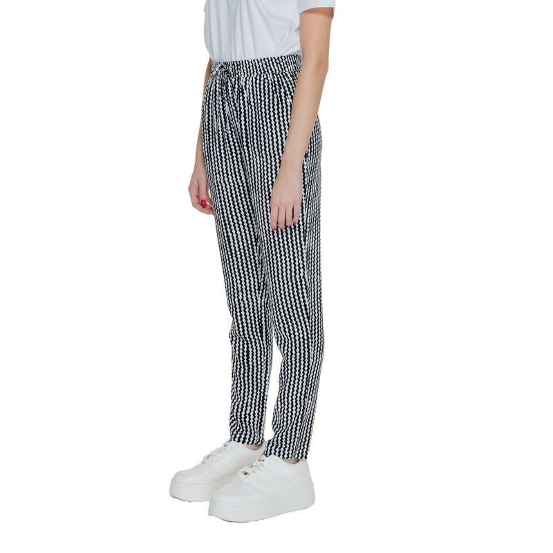 Pantalon géométrique noir pour femmes avec détails en dentelle