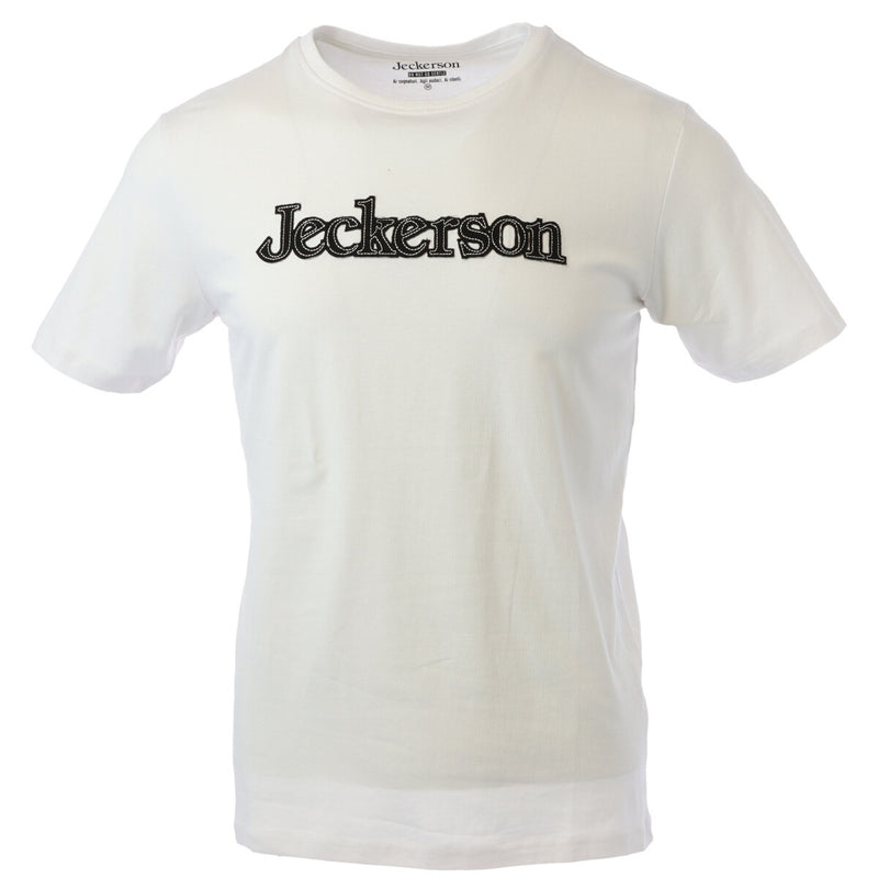 Jeckerson Men's Slim Fit White T-Shirt with Print